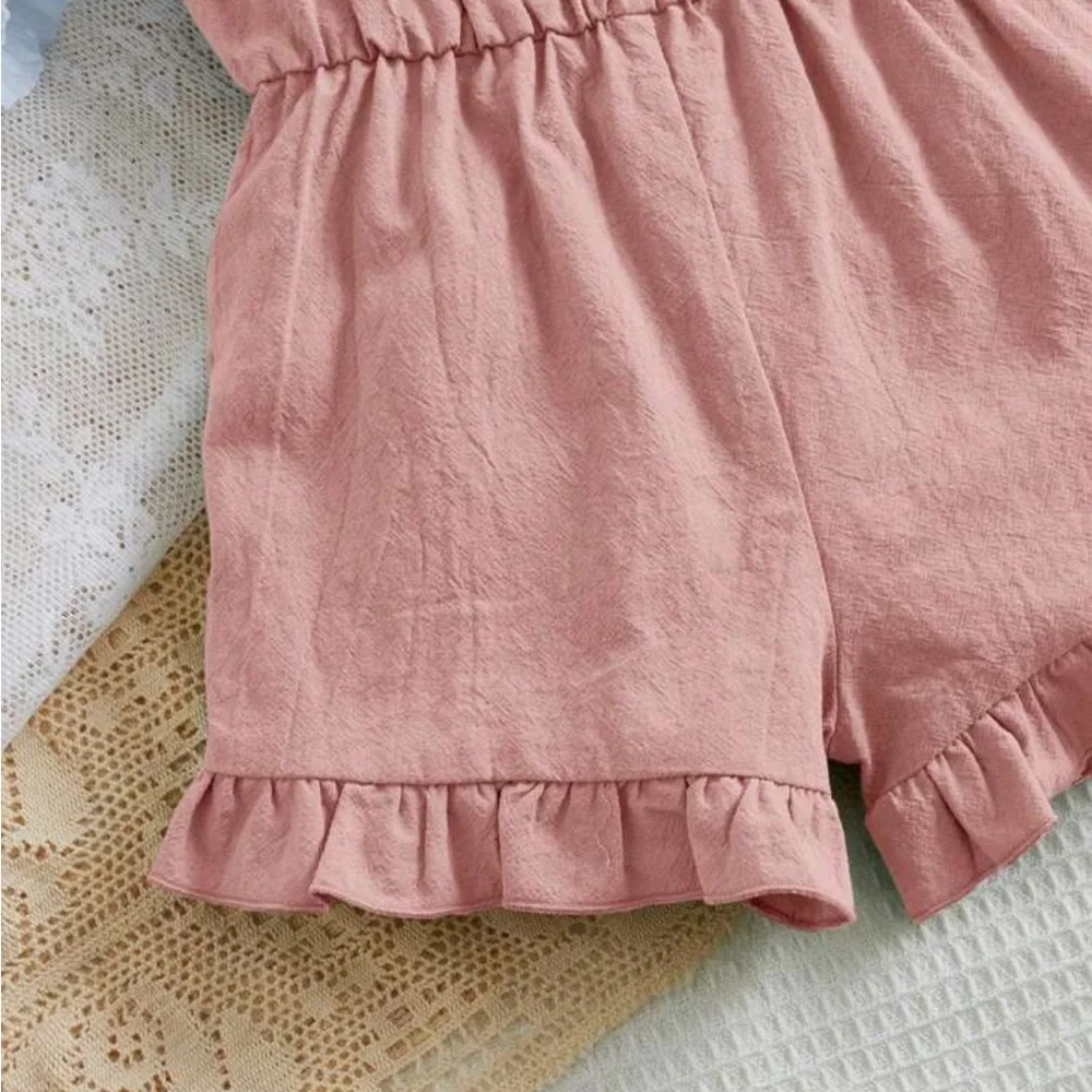 Baby girls toddler girls Ruffle Hem Cami Romper - Picture 3 of 4